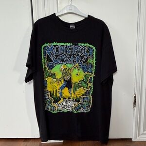 Municipal Waste Black Graphic Band Tee - Neon Green & Yellow Print